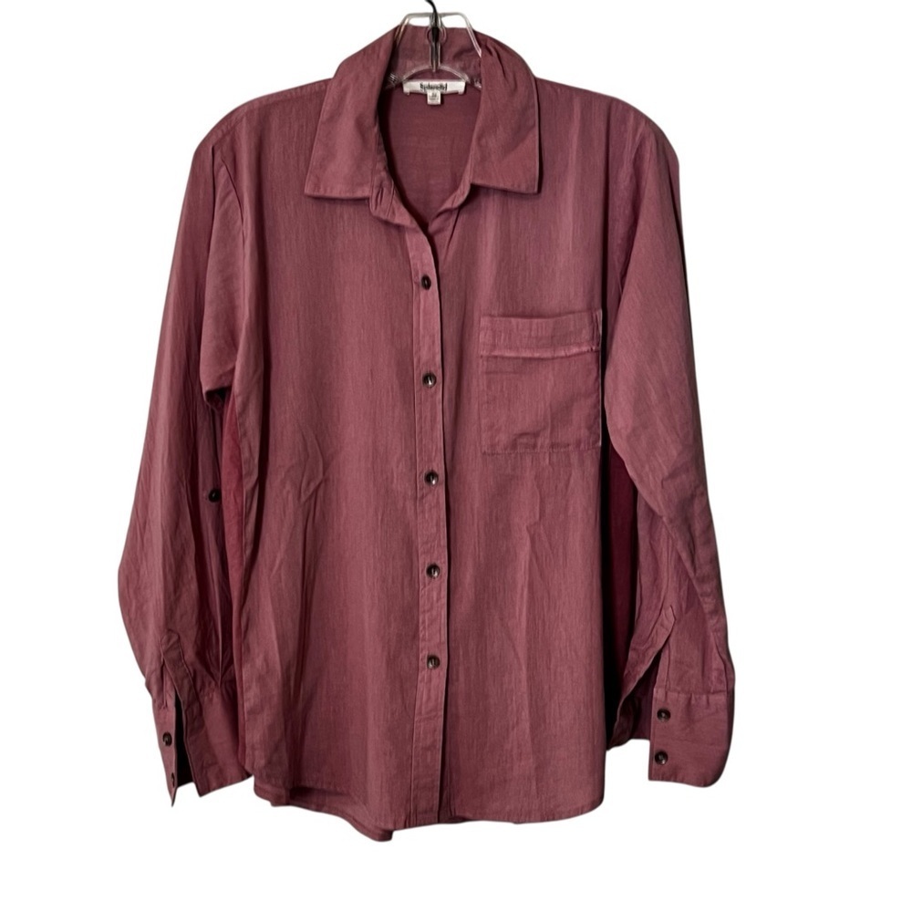 Splendid long sleeve button down mauve rose chest pocket shirt size extra small